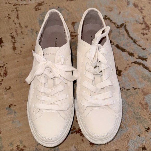 Allsaints Milla Low Top Womens US 11 / EU 41 White Leather Lace up Sneakers - Picture 4 of 12